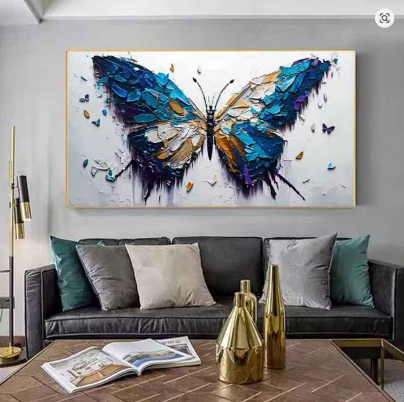 Handmade Oil Painting Canvas Wall Art Decoration Animal Abstract Texture Butterfly For Home Living Room Decor Rolled Frameless Unstretched Painting