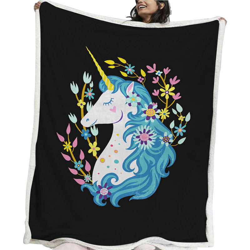 Thickened Double-layer Eye  Digital Printed Airable Cover Square Blanket