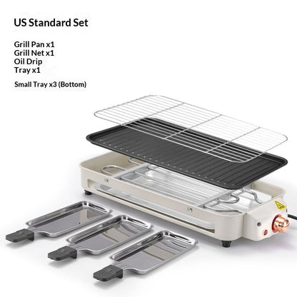 Electric BBQ Grill For Home Use Smoke-Free Multi-Functional, Double-Layered