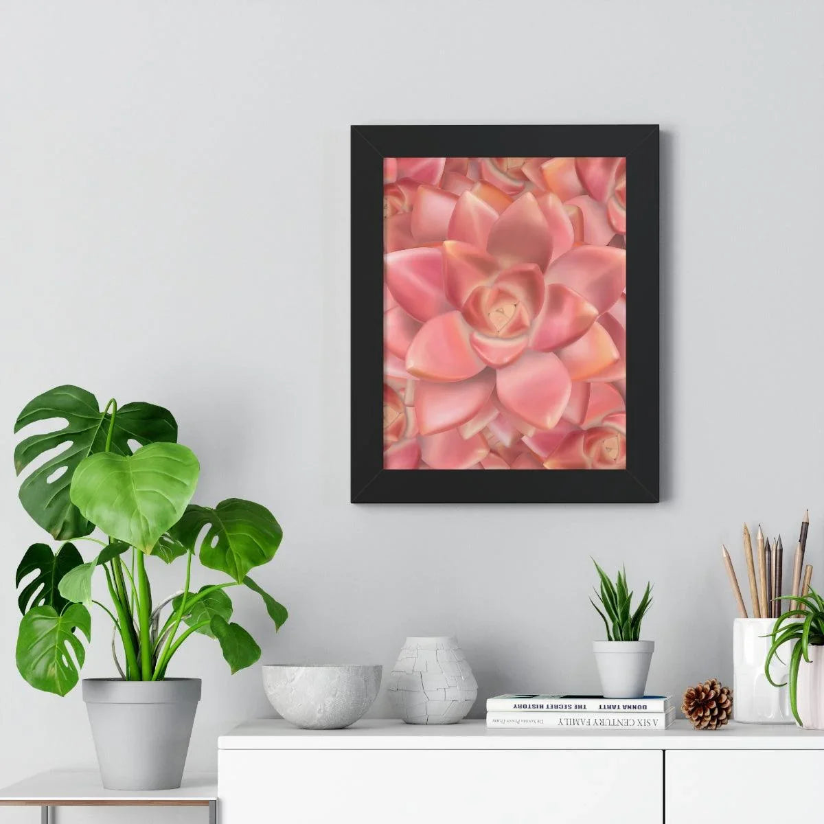 Graptosedum California Sunset Succulent Pattern Framed Print – Botanical Wall Art