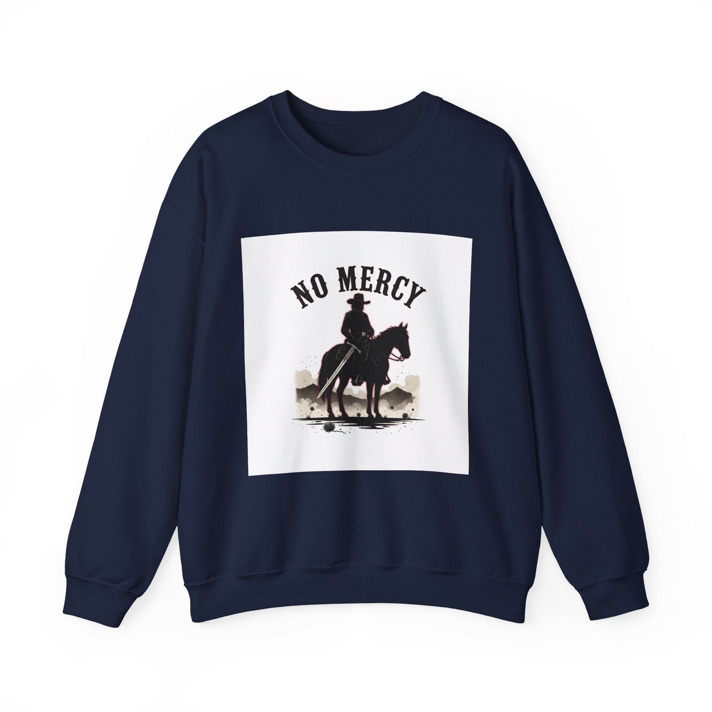 No Mercy cowboy silhouette Sweatshirt | western skull art, gothic Americana