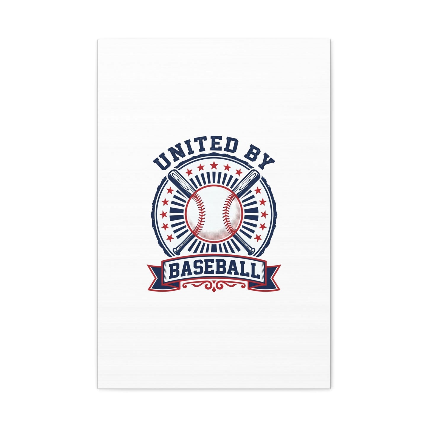 United by Baseball Canvas | Patriotic Baseball Graphic, Red White Blue Wall Art