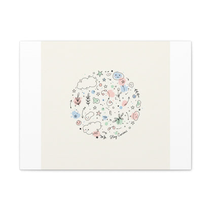 Doodle Circle Line Drawing Matte Canvas, Hand-Drawn Sketch Art