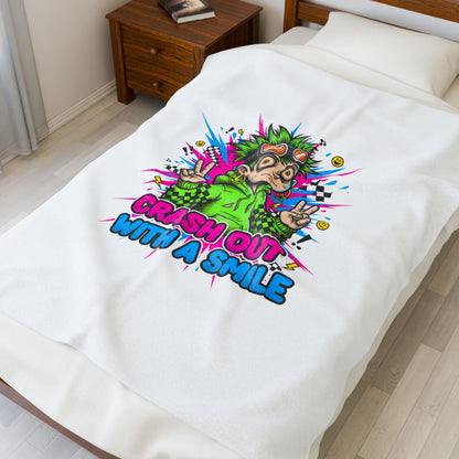 Crash Out With a Smile Velveteen Blanket | Crash Out, Neon Graffiti