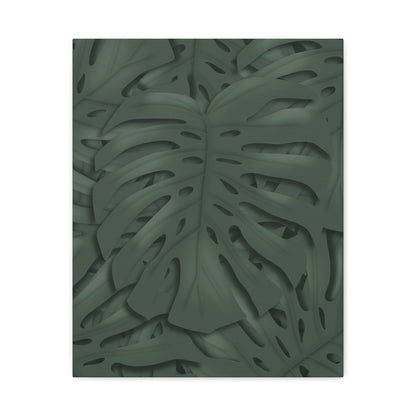 Deep Green Monstera Canvas Print – Botanical Wall Art