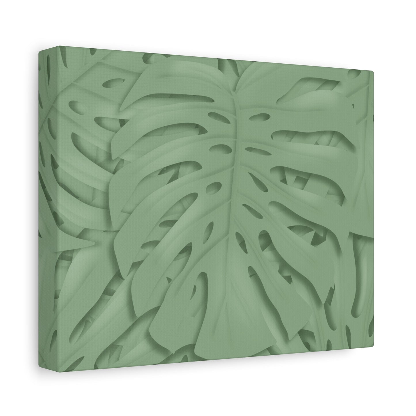 Sage Green Monstera Canvas Print – Botanical Wall Art