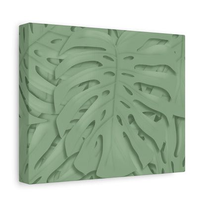 Sage Green Monstera Canvas Print – Botanical Wall Art