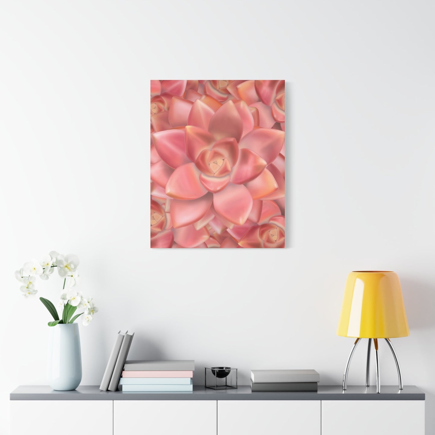 Graptosedum California Sunset Succulent Pattern Canvas Print – Botanical Wall Art