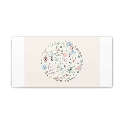 Doodle Circle Line Drawing Matte Canvas, Hand-Drawn Sketch Art