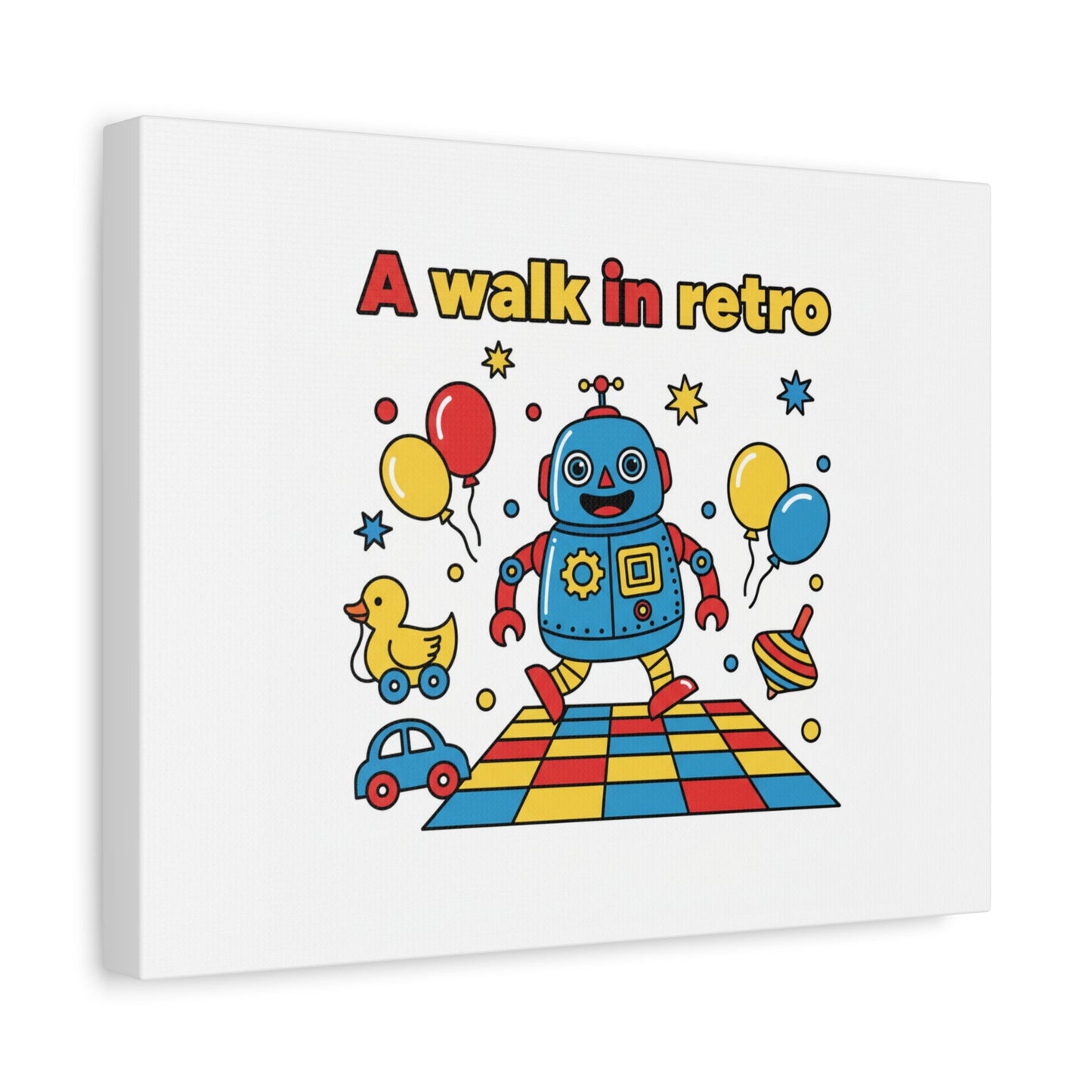 Retro Toy Robot Canvas | Throwback Kid, Primary Color Nostalgia