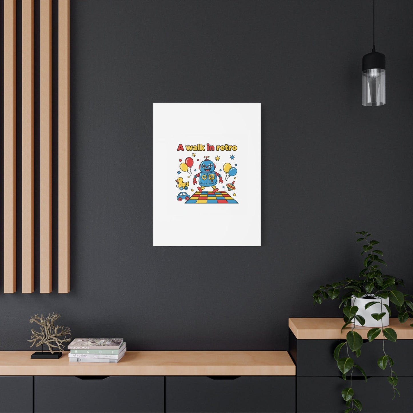 Retro Toy Robot Canvas | Throwback Kid, Primary Color Nostalgia