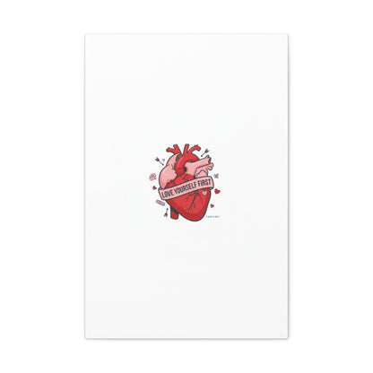 Love Yourself First Canvas, Hearts-with-a-Twist, Anti-Valentine Art