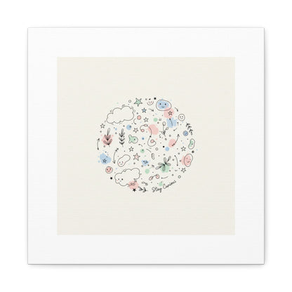 Doodle Circle Line Drawing Matte Canvas, Hand-Drawn Sketch Art
