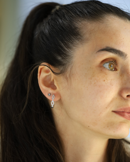 Pave Stone Paperclip Hoops