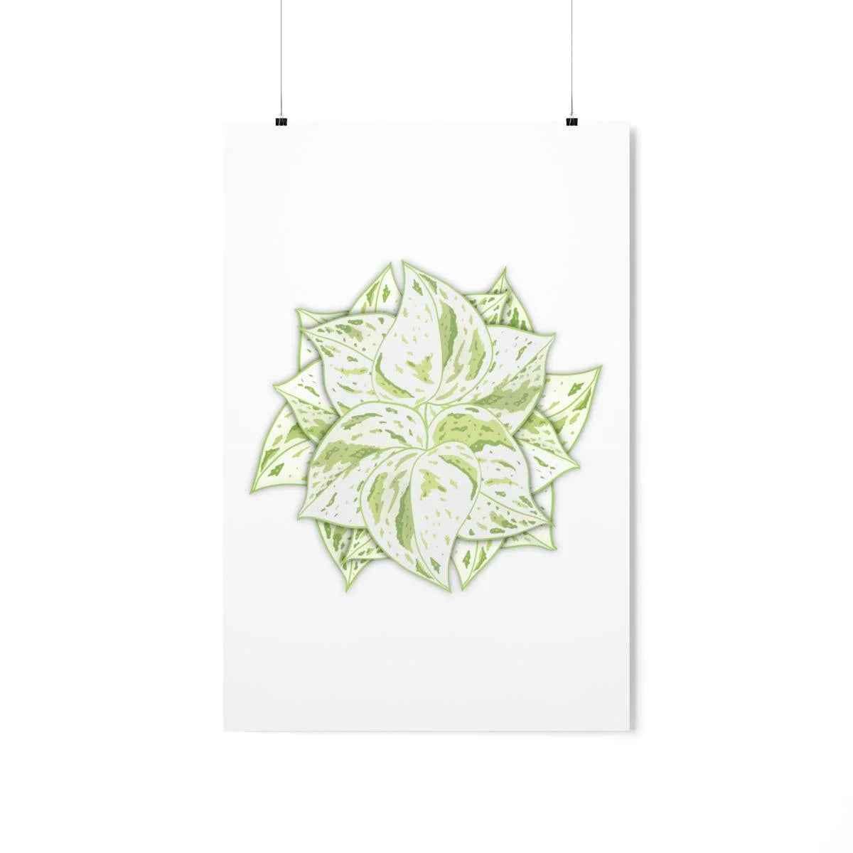 Snow Queen Pothos Botanical Print – Unframed Wall Art