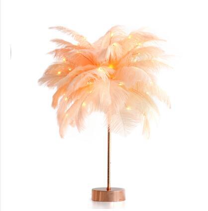 Nordic Feather Table Lamp w/ Remote Control - Dimmable LED Bedside Light