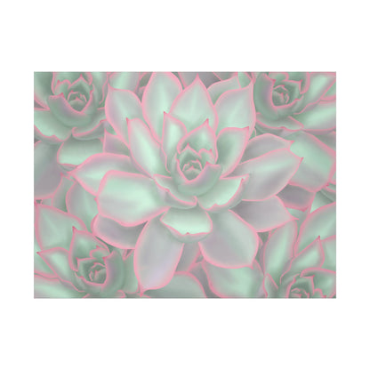 Echeveria Violet Queen Succulent Pattern Canvas Print – Botanical Wall Art