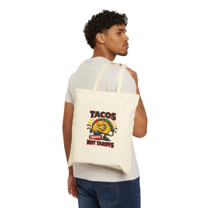 TACOS NOT TARIFFS Tote | taco pun, tariff backtrack protest typography
