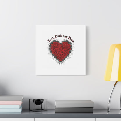 Love Dark and Deep Heart Canvas, Nu Romantic Gothic Romance, 80s Nostalgia