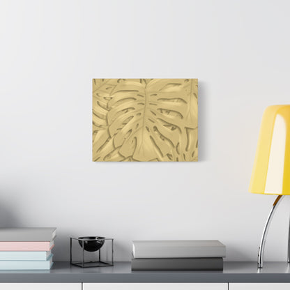 Golden Monstera Canvas Print – Botanical Wall Art