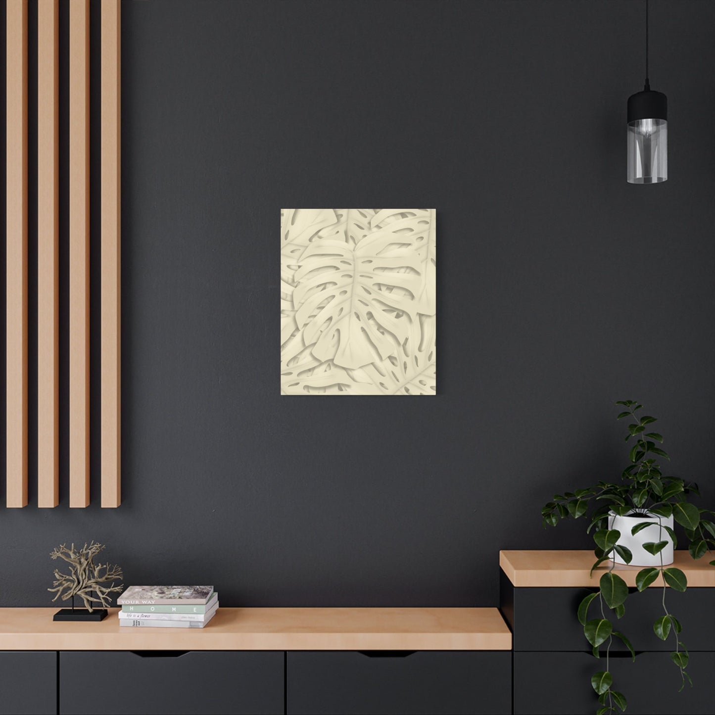 Beige Monstera Canvas Print – Botanical Wall Art