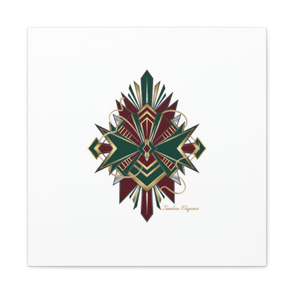 Art Deco geometric brass print Canvas | Neo-Deco chrome & gold fan motif
