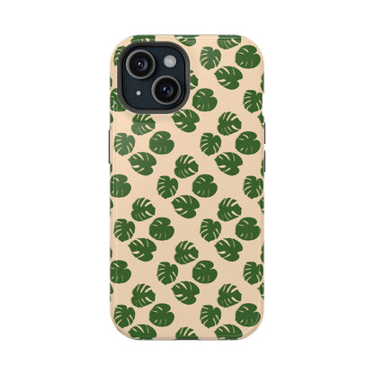 Monstera Pattern Phone Case – Dual Layer Protective Cover
