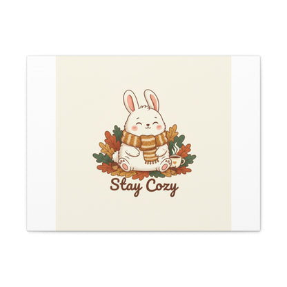 Cozy Bunny Illustration Canvas | Cute Critter Winter Forest Art
