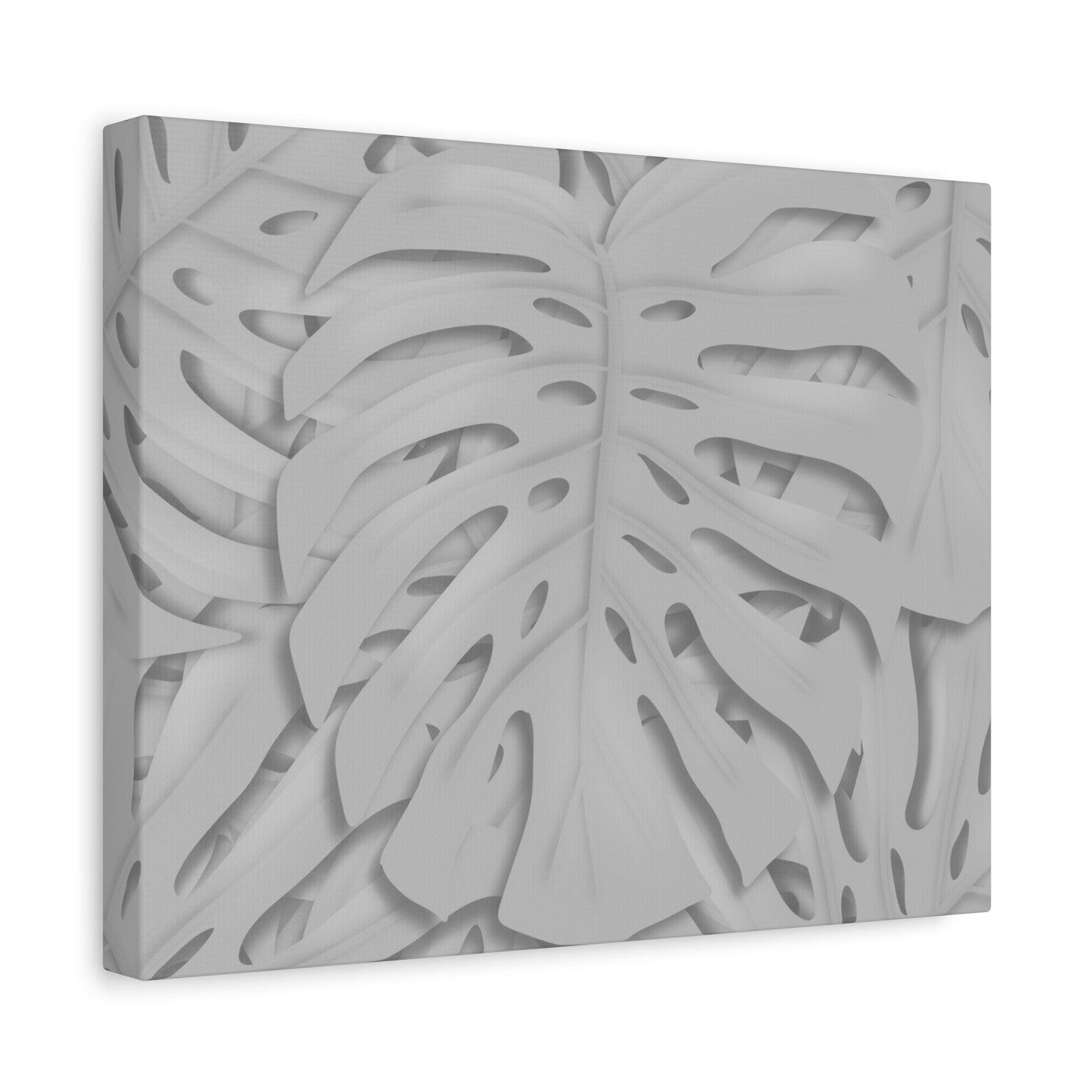 Soft Grey Monstera Canvas Print – Botanical Wall Art