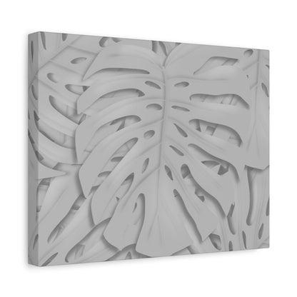 Soft Grey Monstera Canvas Print – Botanical Wall Art