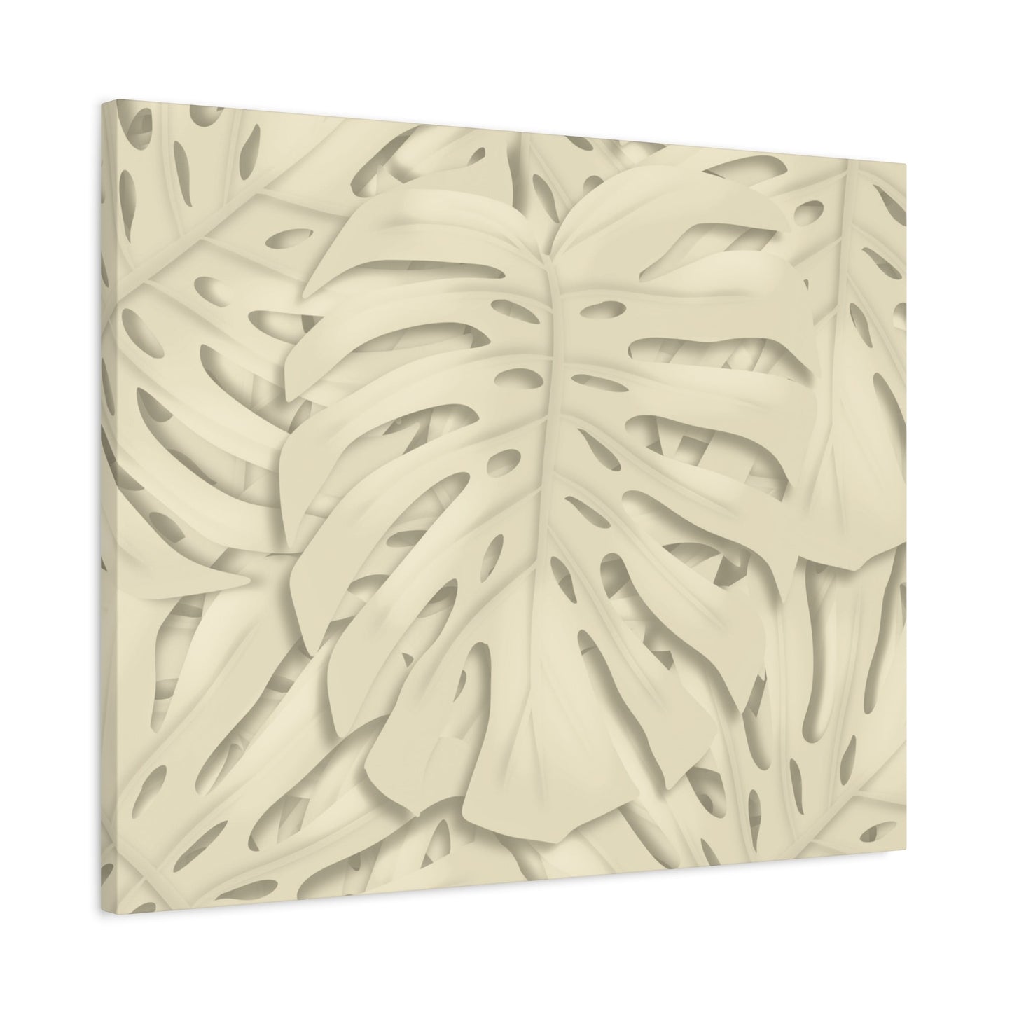Beige Monstera Canvas Print – Botanical Wall Art