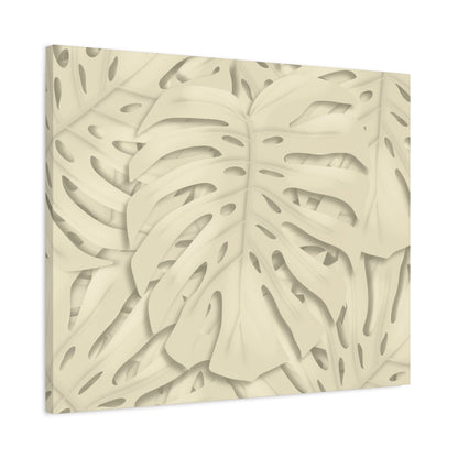 Beige Monstera Canvas Print – Botanical Wall Art