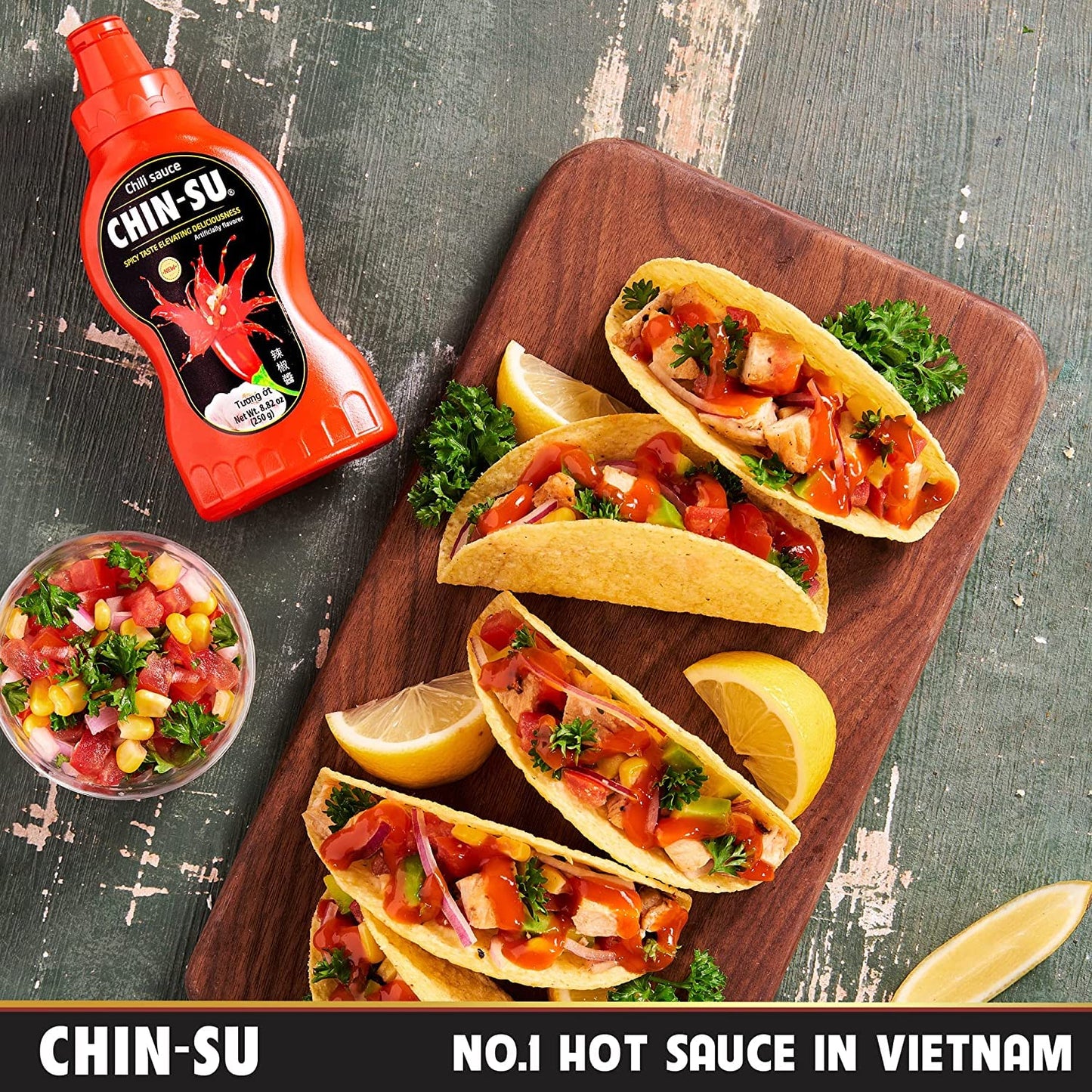The Original Vietnamese Chili Sauce, CHIN-SU Sweet Sriracha Chili Sauce, Organic Pasta Sauce, Pizza Sauce, Rippen Chili Garlic Hot Sauce, Salsa Hot Spaghetti Sauce BBQ Sauce Gift Set, 1 Pack of 8.82oz