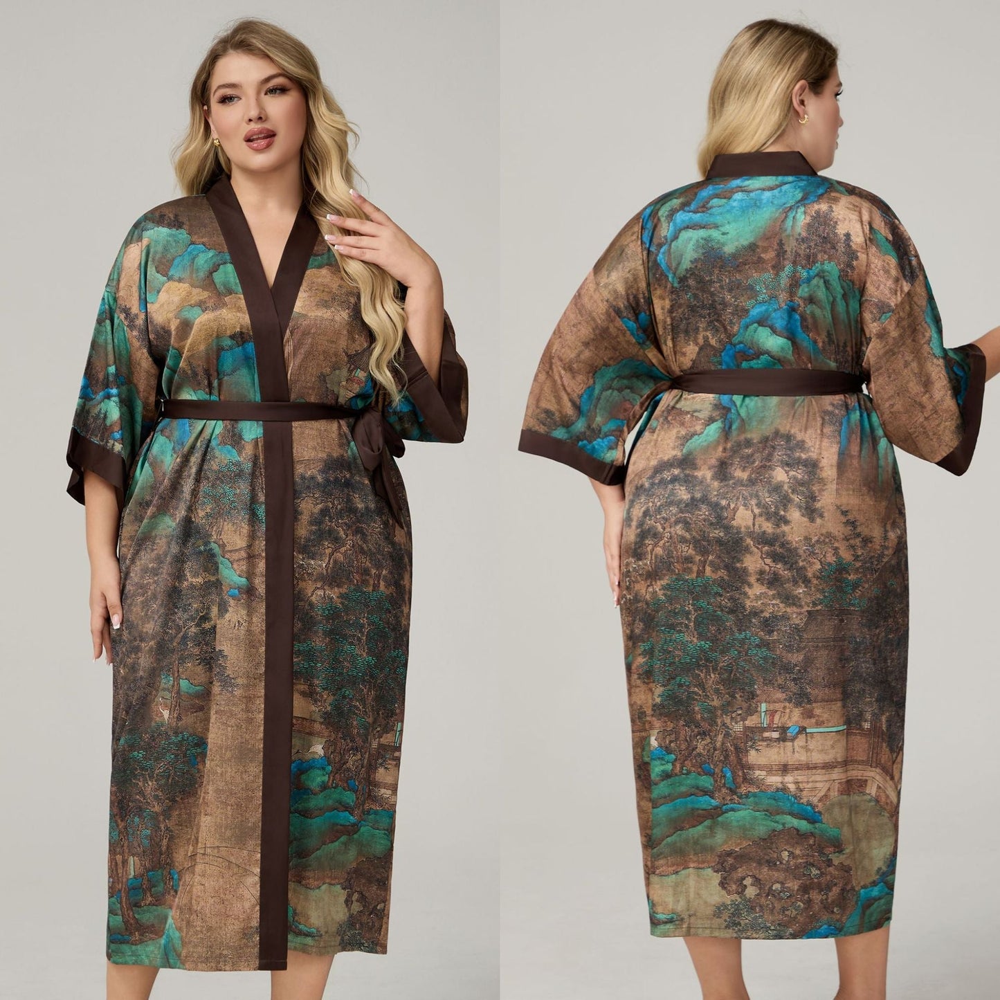 Womens Luxe Satin Robe - Lightweight Imitation Silk Loungewear & Sleepwear