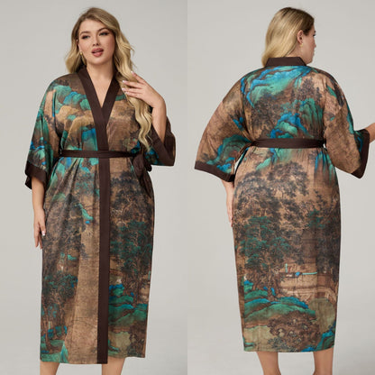 Womens Luxe Satin Robe - Lightweight Imitation Silk Loungewear & Sleepwear