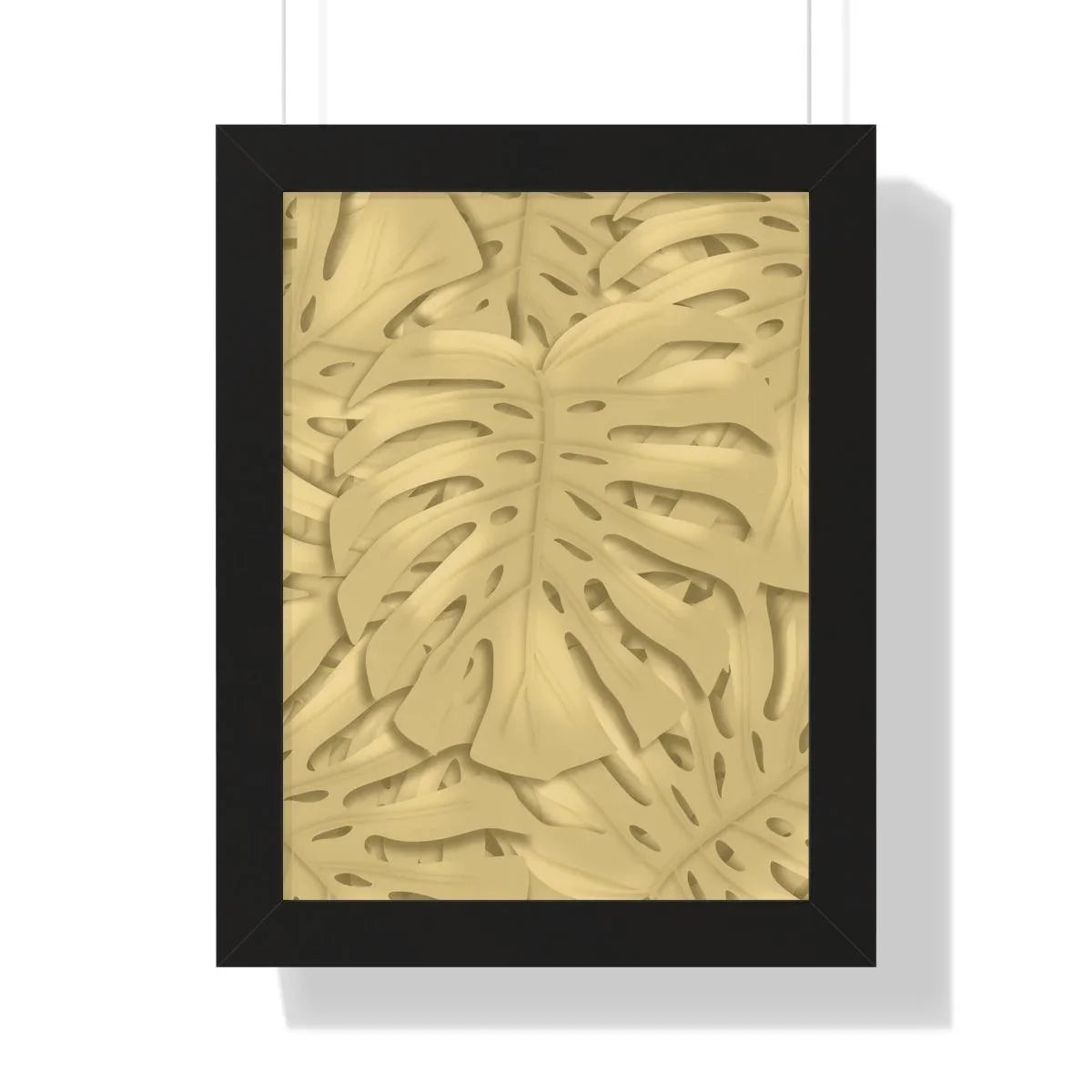 Golden Monstera Framed Print – Botanical Wall Art