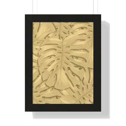 Golden Monstera Framed Print – Botanical Wall Art