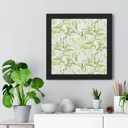 Snow Queen Pothos Pattern Framed Print – Botanical Wall Art