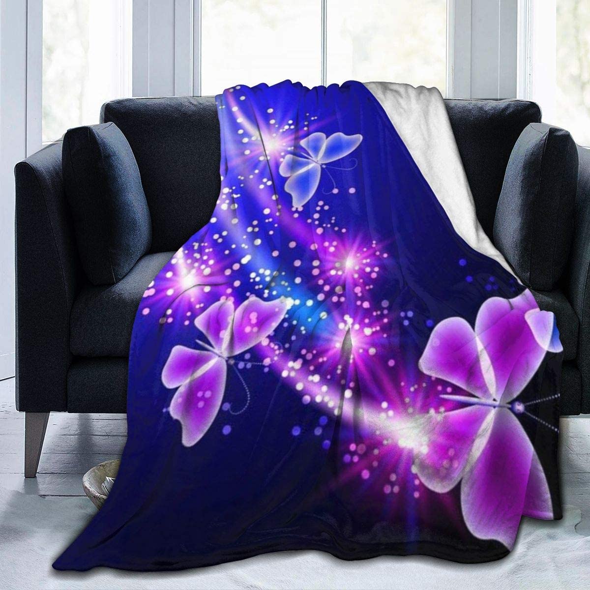 Cute Purple Butterfly Printed Blanket