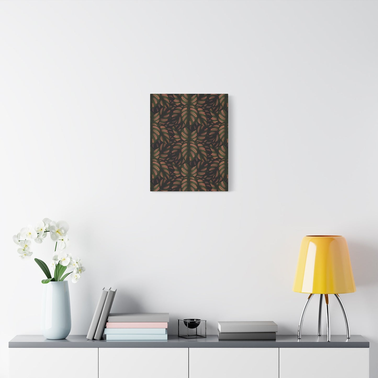 Calathea Pinstripe Pattern Canvas Print – Botanical Wall Art