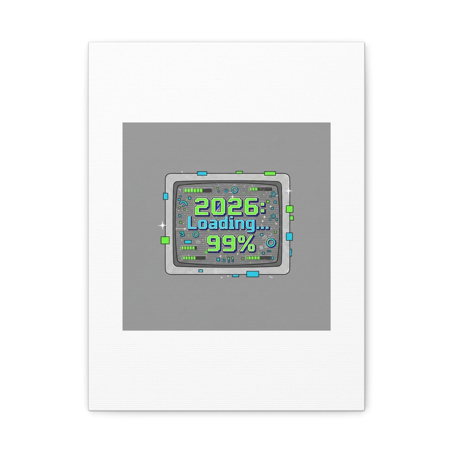 2026 Loading 99% Canvas | NYE countdown, retro system interface