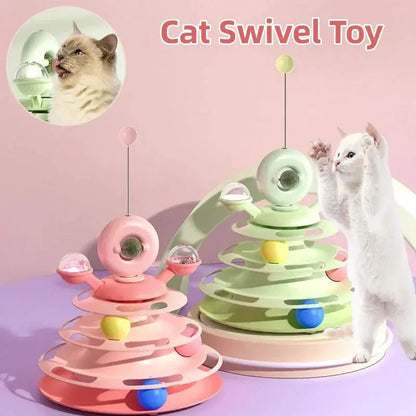 Interactive Cat Tower Multi-Layer 4 Tier with Turntable Roller Toy