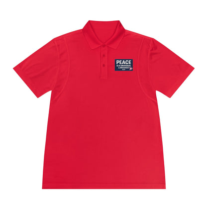 Peace & Progress Men's Polo Shirt — 'PEACE not POTENTIAL FOR WAR' Patch