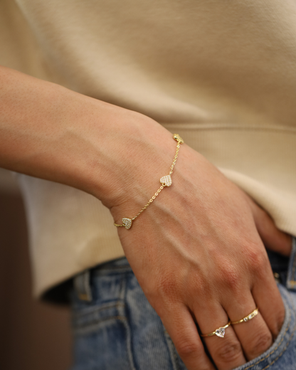 Triple Pave Hearts Bracelet