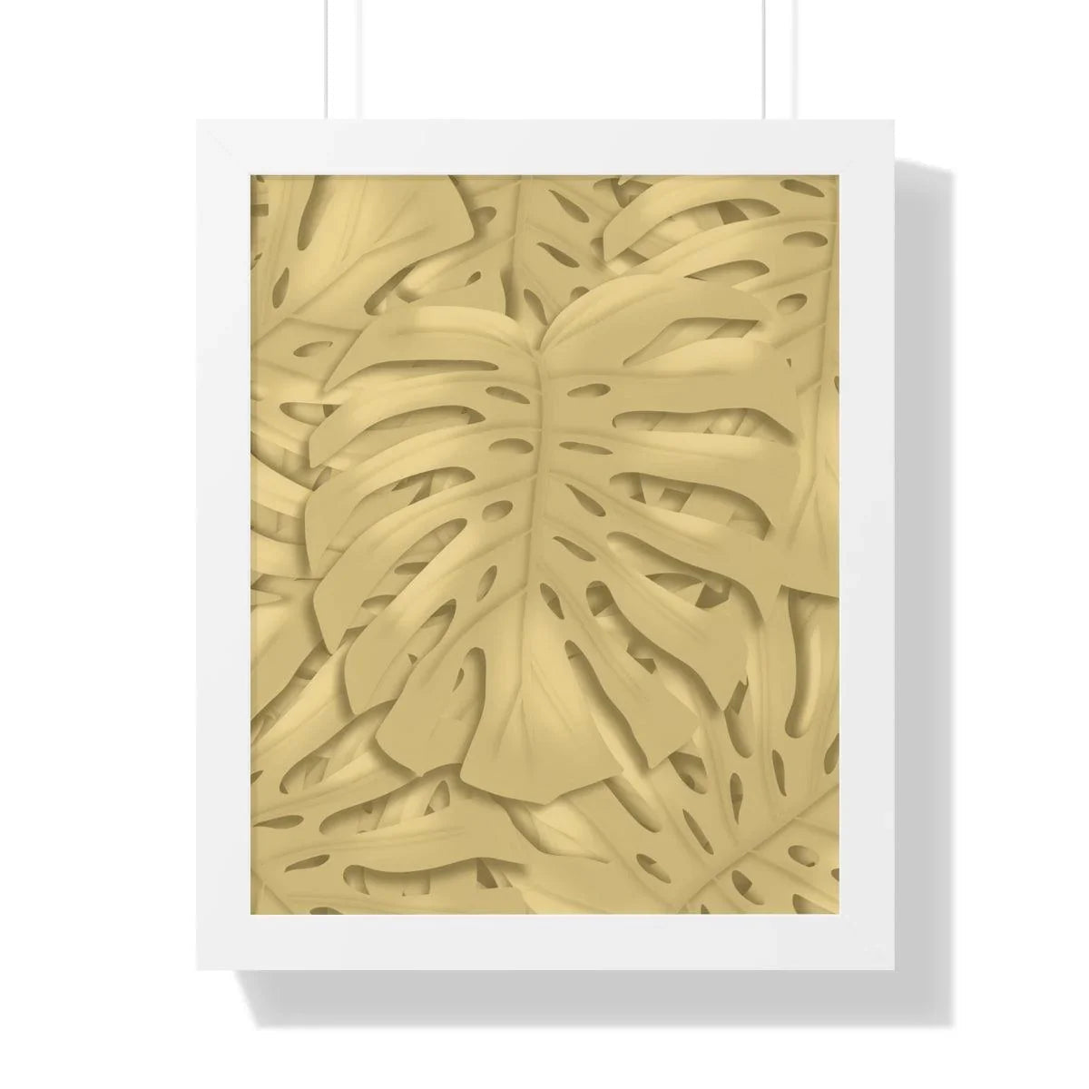 Golden Monstera Framed Print – Botanical Wall Art