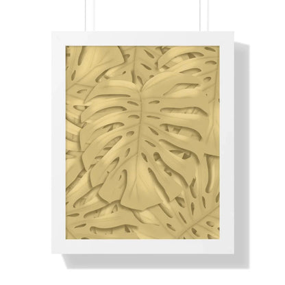 Golden Monstera Framed Print – Botanical Wall Art