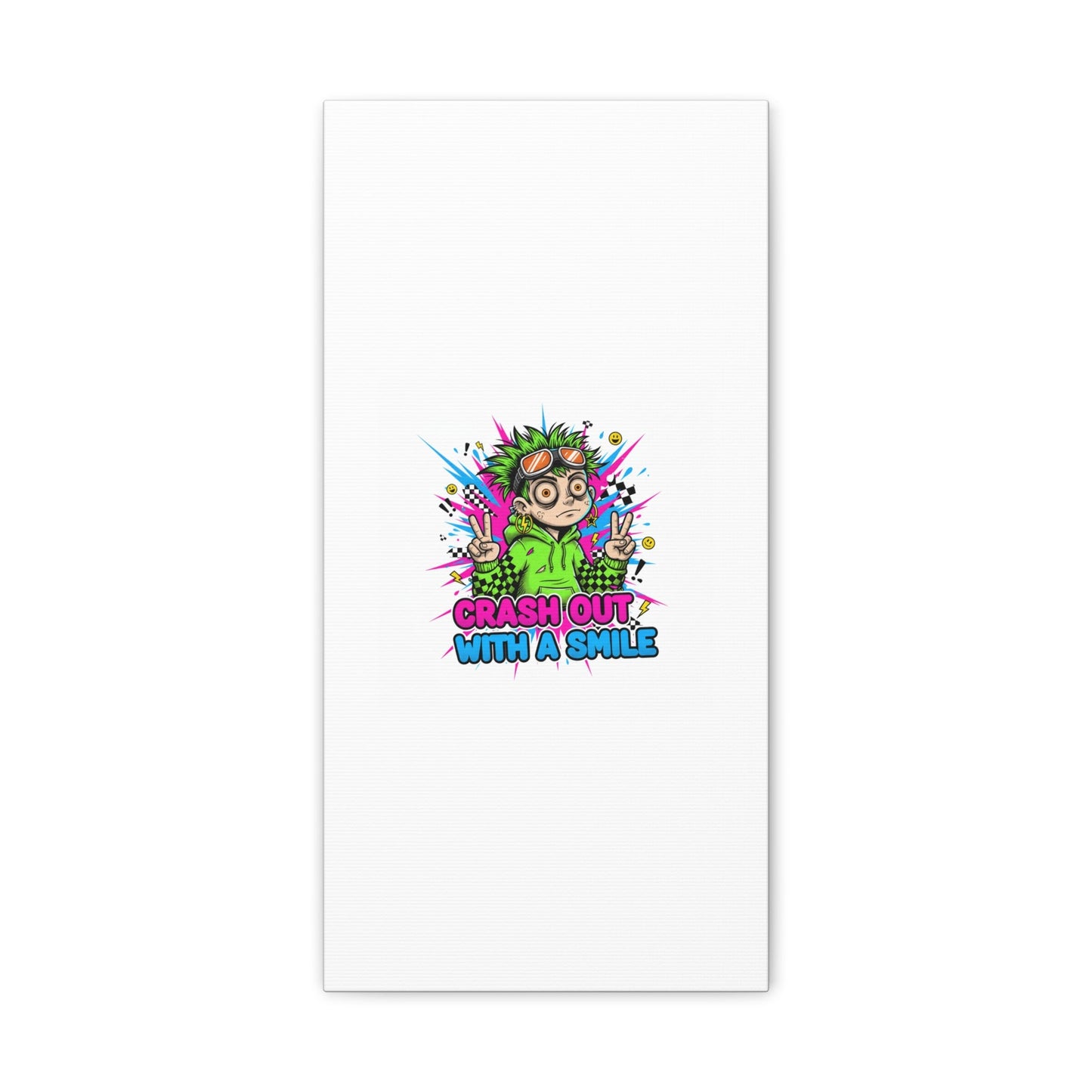 Crash Out With a Smile Canvas Print | Neon Skate Graffiti, Meme Meltdown Art