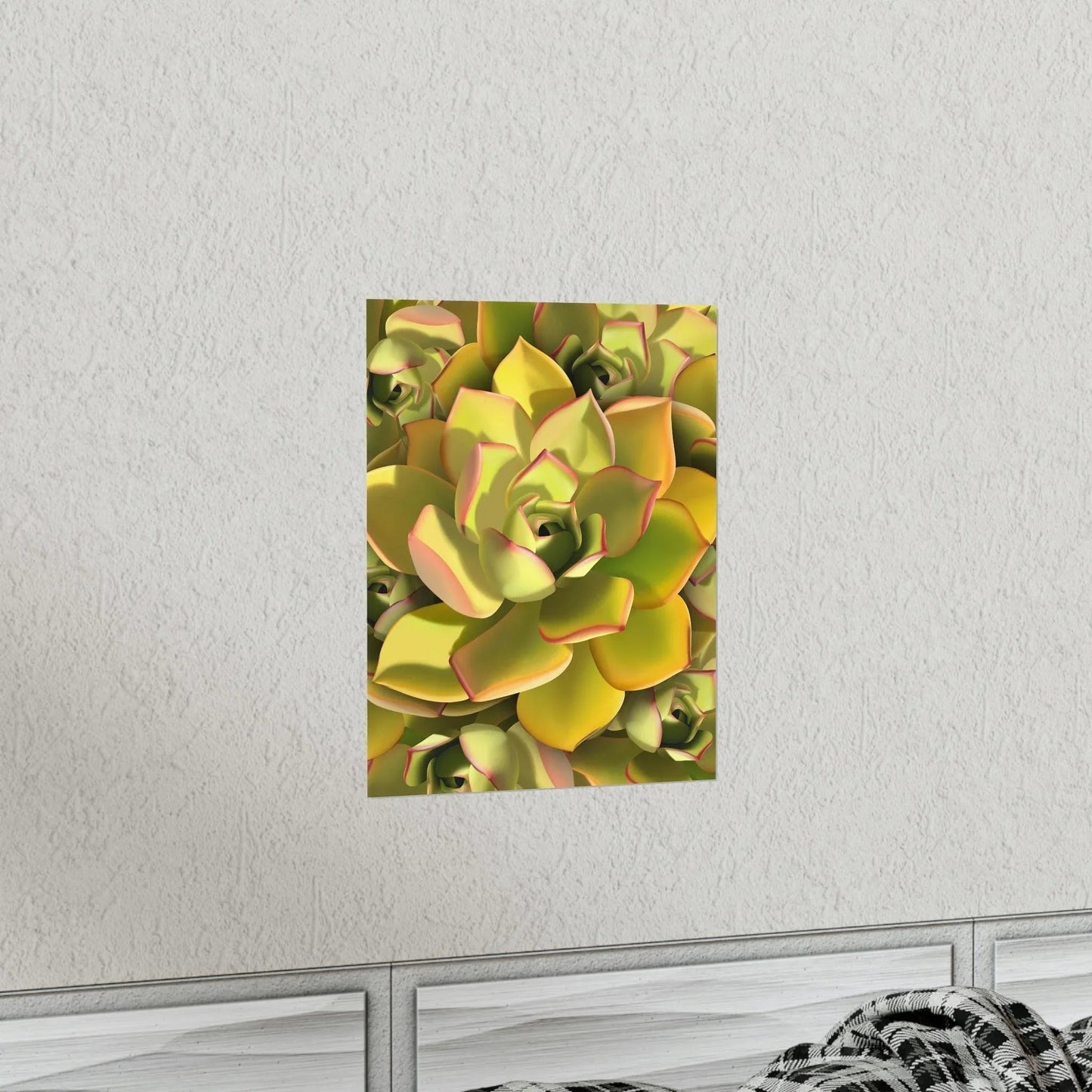 Noble Aeonium Succulent Pattern Botanical Print – Unframed Wall Art