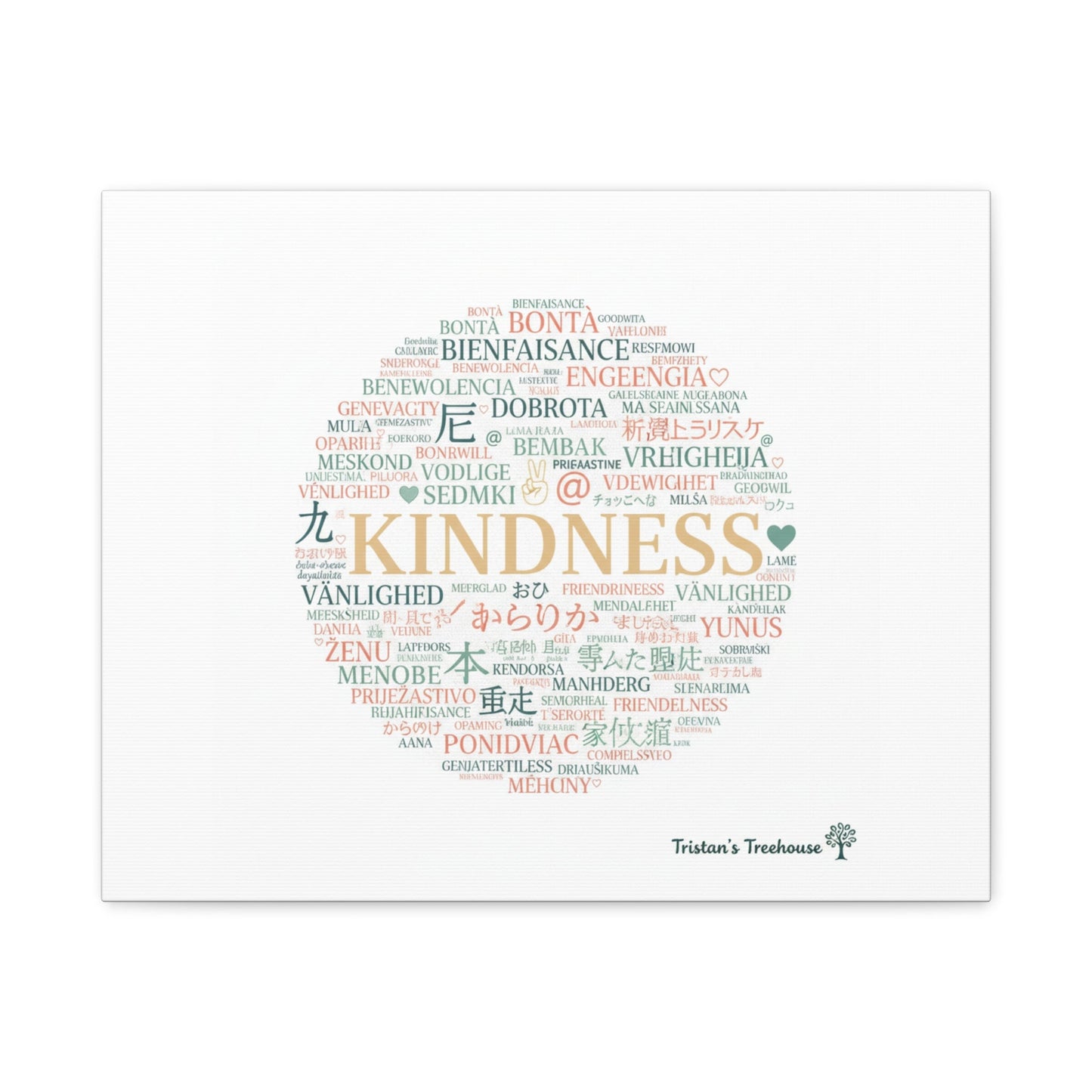 Kindness Word Cloud Canvas | Fresh Start Minimalist Wall Art