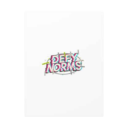 Defy Norms Canvas, Anti-Aesthetic Glitch Typography, Brutalist Poster Style